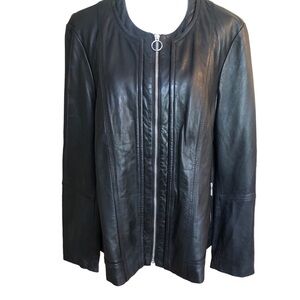 Violeta By Mango Soft Black Leather Jacket